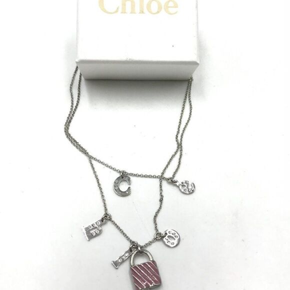 Chole Silver Double Layered Charm Necklace with Rhinestones - Picture 11 of 11
